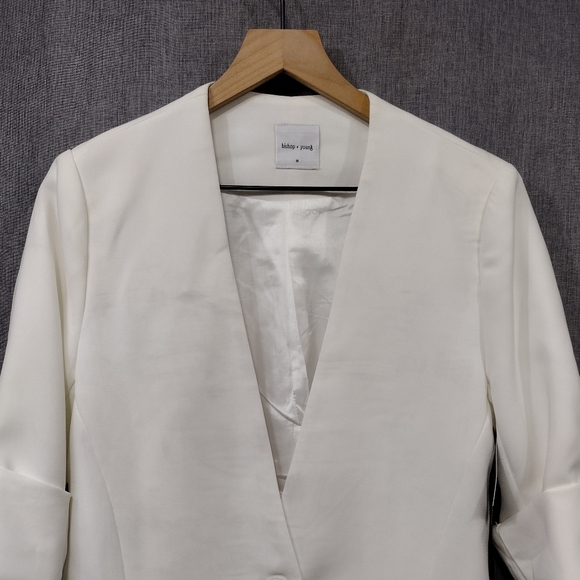 NWT Bishop & Young Blazer Women's M White Office Career Business Casual Retro - Picture 2 of 12